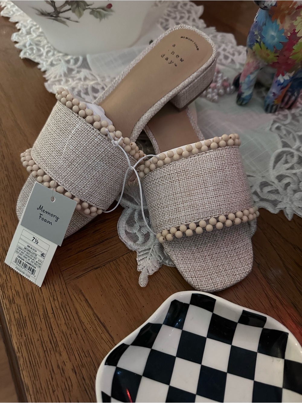 Target Neutral Beaded Slide Mules